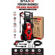 Staxx Power 180 Bar Profesyonel Basınçlı Yıkama Makinesi | 2500W Bakır Motor | Köpük Tabancalı Full Set