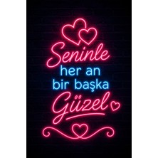 Lucena Neon Romantik Duvar Tablosu Mdf Dekoratif Aşk Yazılı Duvar Dekoru Hediyelik