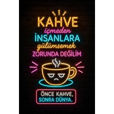 Lucena Neon Kahve Duvar Tablosu Mdf Komik Kahve Yazılı Dekoratif Duvar Dekoru