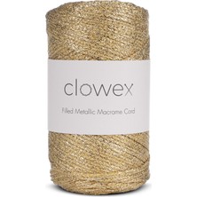 Clowex Metalik Pamuk Simli Örgü İpi, Altın-Bronz 2.5mm Premium Çanta ve Supla İpliği, 200 Gram 250 Metre Tığ El Örgü İpi