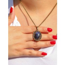 Esha Store Doğal Taş Lapis Doğal Taşlı Antik Kadın Kolye EUK34LPS