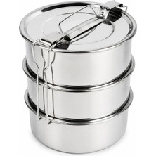 Lovesta Home 3'lü Metal Sefer Tası - Paslanmaz Çelik - 16 cm