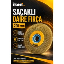 Ikon Tools Saçaklı Daire Fırça 200 mm Tel Fırça Pas Kir Boya Temizleme Metal Yüzey Fırçası