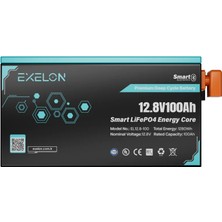 Exelon 12.8V 100AH Lifepo4 Lityum Akü | Bluetooth + LCD Ekran