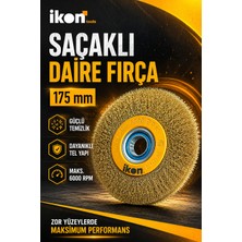 Ikon Tools Saçaklı Daire Fırça 175 mm Tel Fırça Pas Kir Boya Temizleme Metal Yüzey Fırçası
