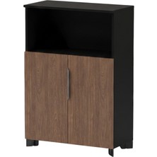 Ofisimi Area Yarım Kapaklı Dosya ve Depolama Dolabı 117 cm (Antrasit-Amber Ceviz)