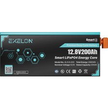 Exelon 12.8V 200AH Lifepo4 Lityum Akü | Bluetooth + LCD Ekran |