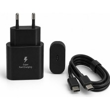 Belirtilmemiş Samsung Uyumlu 25W Usb-C Hızlı Şarj Adaptörü  Type-C Şarj Kablosu Dahil 1 Metre Siyah