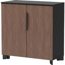 Ofisimi Area Boy Kapaklı Antrasit 81 cm  Dolap (Antrasit-Amber Ceviz)