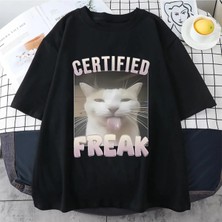  Sertifikalı Çılgın Komik Kedi Meme T Shirt Kadın Erkek Sıcak Satış Kalça Hopt-Shirt Unisex St