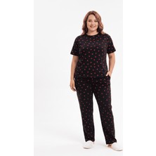 Fames Büyük Beden Kadın Kalp Desen Yazlık Pijama Takımı