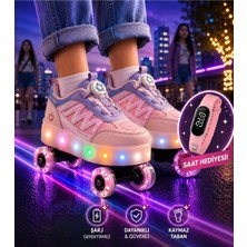 Garantili Üst Kalite Çocuk Patenli Ayakkabı Işıklı 4 Teker Kaykay Sneaker Rahat Dayanıklı Ayakkabı