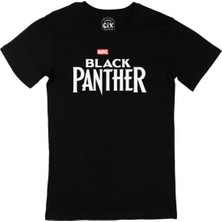  Black Panther Cep Logo Tasarımlı Siyah Tişört