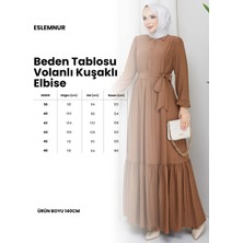 Eslemnur Elbise || Kuşaklı || Gömlek Yaka || VOLANLI