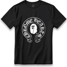  Chromehearts Bathıng Ape Baskılı T-Shirt Unisex %100 Pamuk Nefes Alan Kalın Kumaşlı Tişört