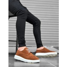 11boa BA0003 Bağcıklı Süet Klasik Taba Beyaz Yüksek Taban Casual Erkek Ayakkabı