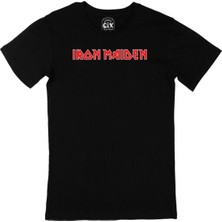  Kırmızı Iron Maiden Siyah Tişört