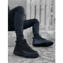 11boa BA0219 Içi Dışı Hakiki Deri Bağcıklı Siyah Erkek Spor Yarım Bilek Bot
