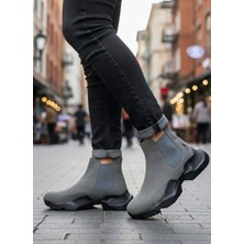 11boa BA0444 Bağcıksız Rahat Yüksek Taban Füme Erkek Spor Yarım Bilek Bot