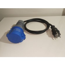Kırkdabir Cee Norm 3/32A Uzatma Priz ve Kauçuk Ups Fişli 3x2,5mm Ttr H05VV-F Adaptör Kablo
