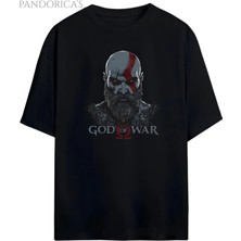  God Of War Tasarım Serisi Kratos Baskılı Unisex Pamuklu Relaxed Kalıp Gamer T-Shirt