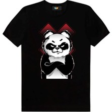  Sinirli Panda Siyah Tshirt Model 338