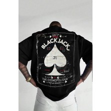 Erkek Siyah Black Jack Oversize Fit Bol Geniş Kalıp Salaş Kesim