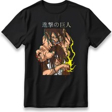 Attack On Titan Eren Transformation Anime Model Baskı Tişört Unisex %100 Pamuk Kalın Kumaşlı T-Shirt