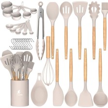 Empressco Isıya Dayanıklı 33 Parça Silikon Mutfak Spatula Seti, Vanilya