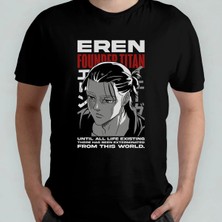  Attack On Titan Eren Jaeger_ Unisex %100 Pamuklu Bisiklet Yaka T-Shirt Model 3