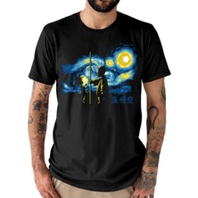  Goku Çocuk ve Büyükbaba Yeniden Yapımı Van Gogh Unisex Tişört