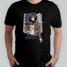  Attack On Titan Mikasa Ackerman %100 Pamuklu Bisiklet Yaka T-Shirt Model - 1