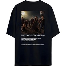  The Vampıre Dıarıes (Vampir Günlükleri) Sırt ve Göğüs Baskılı Unısex Oversıze Pamuklu T-Shırt