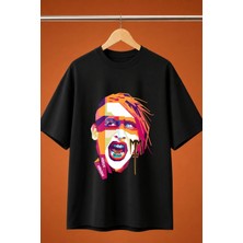 Marilyn Manson Baskili Oversize Tisort