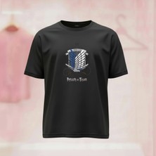  Attack On Titan Baskılı Bisiklet Yaka Geniş Kalıp Unisex Tshirt
