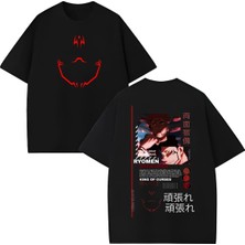  Ryomen Sukuna From Jujutsu Kaisen Anime Baskılı Unisex Oversize Kesim %100 Pamuk Bisiklet Yaka Tişört