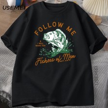  Retro Dini Beni Takip Et 90S T-Shirt Balıkçılar Erkekler Incil Tisa Mesih Baskılı Tsh 2850