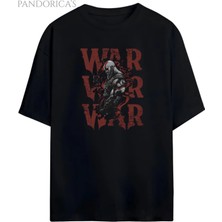  God Of War Tasarım Serisi Kratos Baskılı Unisex Pamuklu Relaxed Kalıp Gamer T-Shirt