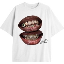  Adrift Seuscraft Beyaz Belief Grillz Tişört - Baskılı Oversize Yazlık T-Shirt Bisiklet