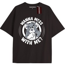  Tom And Jerry Cartoons Unisex Siyah T-Shirt