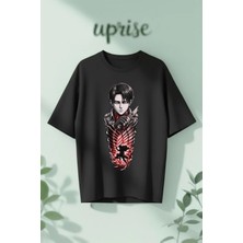  Levi Ackerman Attack On Titan Baskılı Pamuklu Oversize T-Shirt