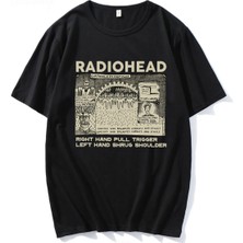  Siyah Radiohead Ler Komik Retro Baskılar Gevşek Nefes Üstleri Unisex T-Sh