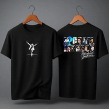  Mıchael Jackson Sırt Baskılı Oversize Unisex Tişört Bisiklet Yaka Pamuklu Kadın Erkek ve Çocuk T-Shırt