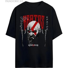  God Of War Tasarım Serisi Kratos Baskılı Unisex Pamuklu Relaxed Kalıp Gamer T-Shirt