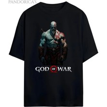  God Of War Tasarım Serisi Kratos Baskılı Unisex Pamuklu Relaxed Kalıp Gamer T-Shirt