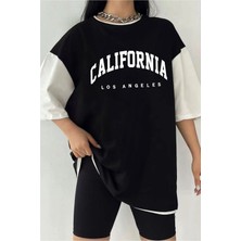  Çift Renk California New York Baskılı Unisex Tshirt