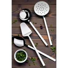 Empressco 4 Parça Paslanmaz Çelik Servis Seti, Kepçe, Spatula, Kaşık, Dayanıklı ve Şık