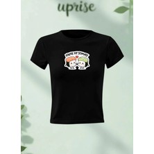  Sushi Roll You Are My Soymate Baskılı Pamuklu Likralı Body Tee Crop T-Shirt