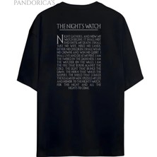  Pandorica's Game Of Thrones The Night's Watch Tasarımı Sırt ve Göğüs Baskılı Unisex Pamuklu T-Shirt