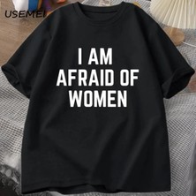  Ben Korkuyorum Kadın T Shirt Erkekler Için Komik Adam Pamuk Tişörtleri Yaz Rahat Kısa Kollu T 3037